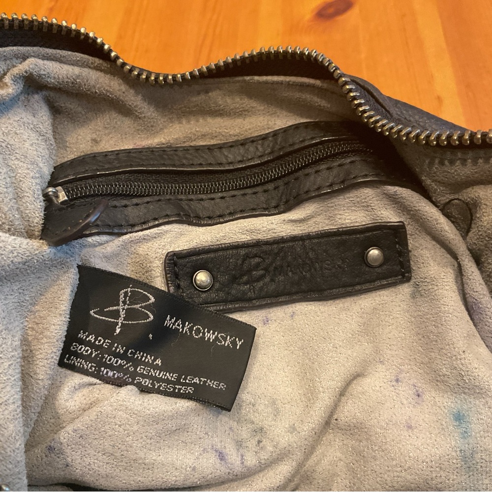 B. MAKOWSKY HOBO SHOULDER BAG VINTAGE 90’s Y2K BLACK LEATHER SILVER HARDWARE - Picture 13 of 16